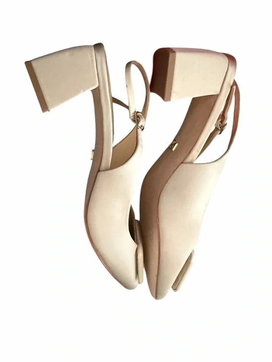 Badgley Mischka Ivory Gracen Slingback Block Heel Pumps 9 Wedding Prom Party - Picture 2 of 5